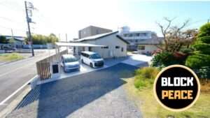 雨でも濡れない駐車スペースへの動線を確保した平屋の新築外構施工例全景