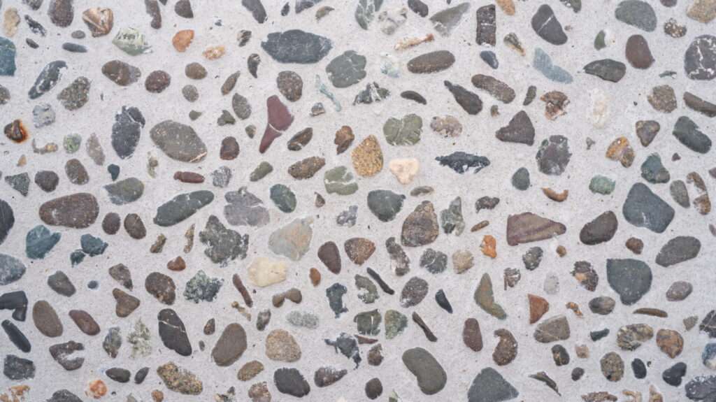 洗い出し仕上げの土間コンクリートのアップ