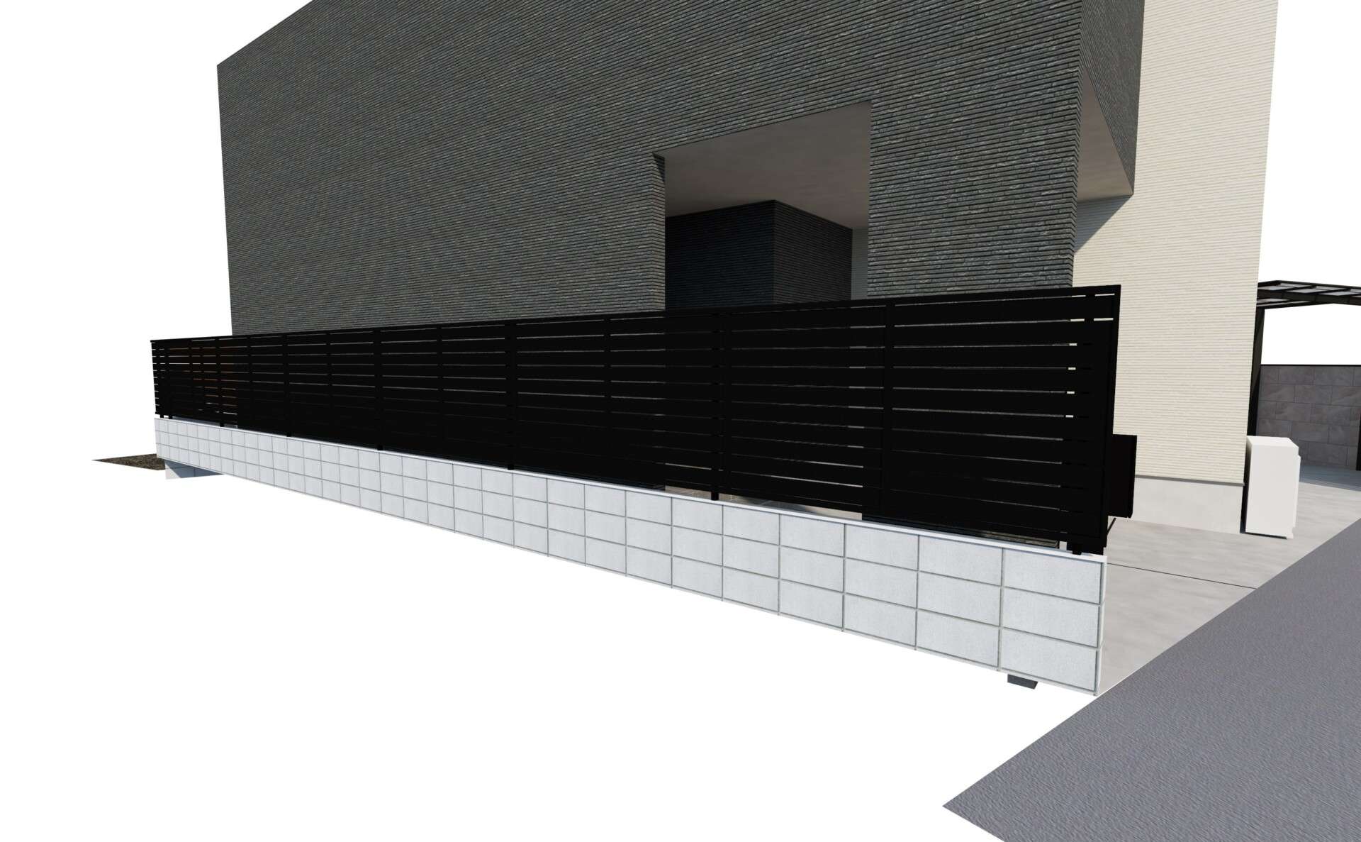 隣地との境界フェンスをイメージした3Dパース