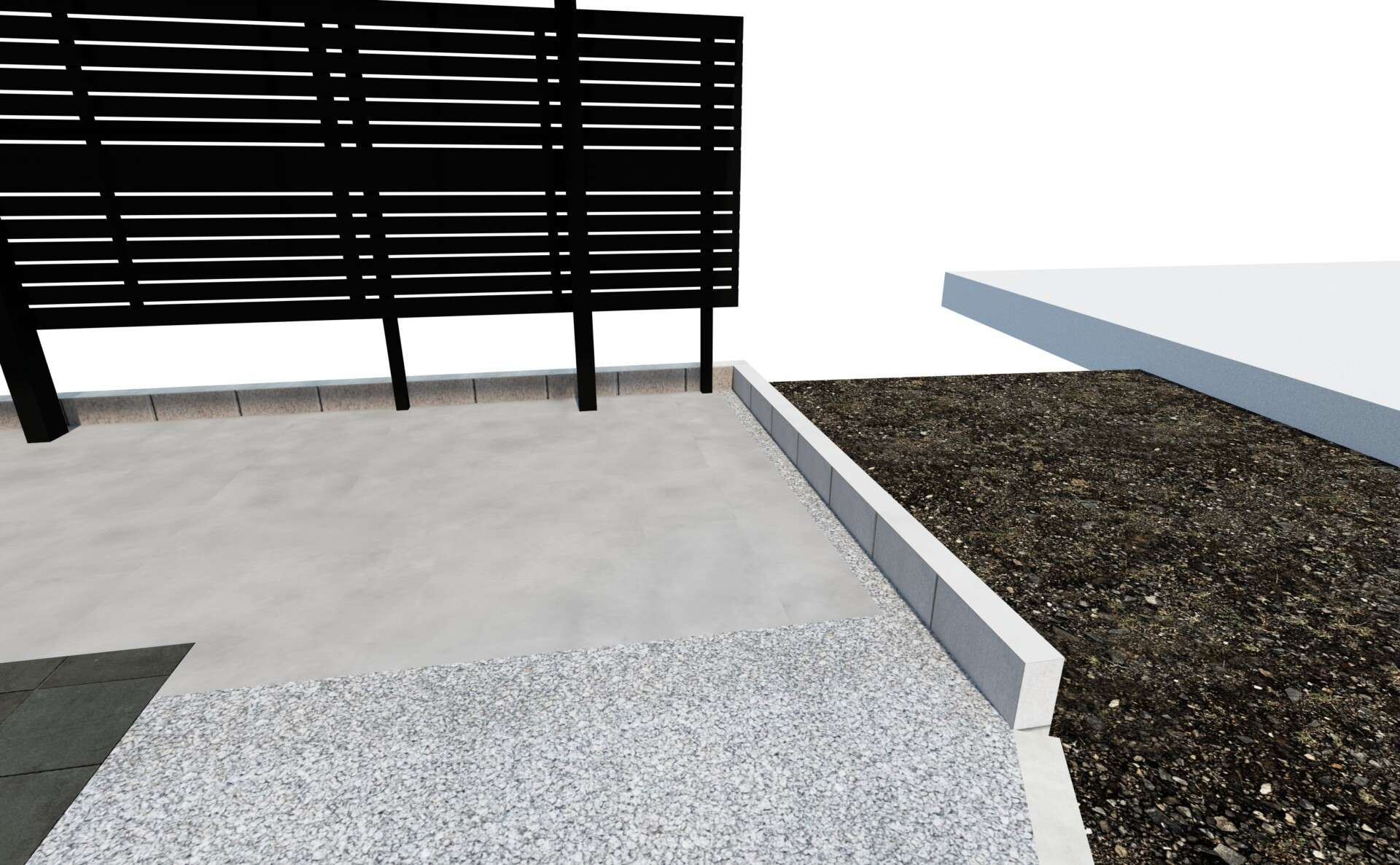 駐輪場とサイクルポートのレイアウトを示す3Dパース