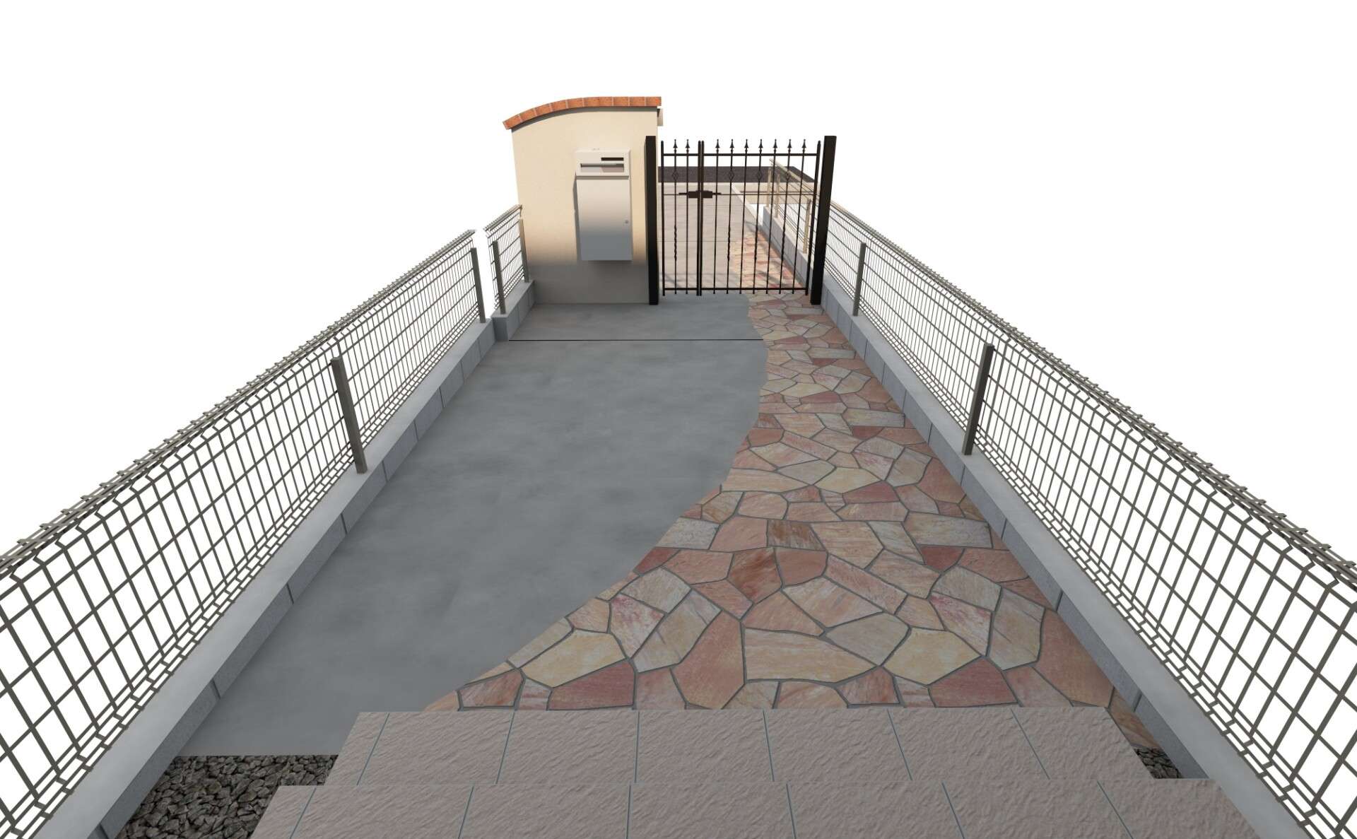 旗竿地に合わせた動線設計を再現したパース図