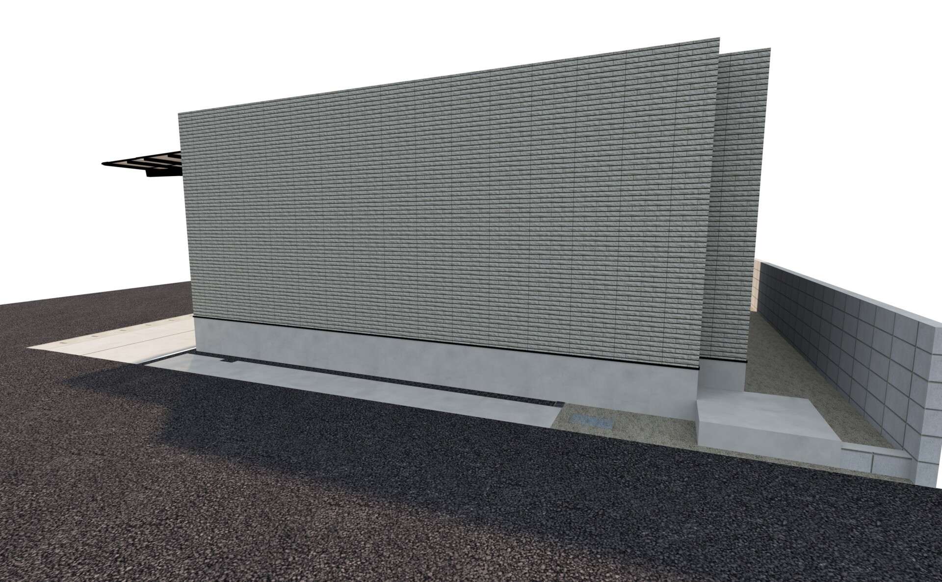 建物とのバランスがわかる外構デザインの3D完成イメージ