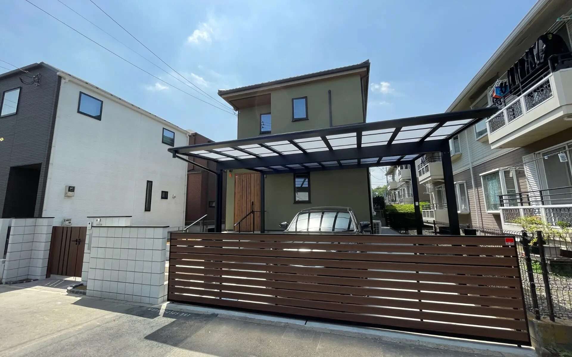 門扉 ゲート 木目調 外構ガーデン ドア 屋外 3m x 1m wood-grain-gate-overdoor-